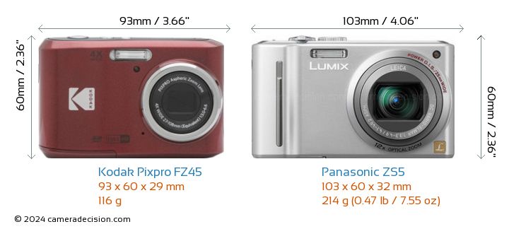 Kodak FZ45 vs Panasonic ZS5 Detailed Comparison