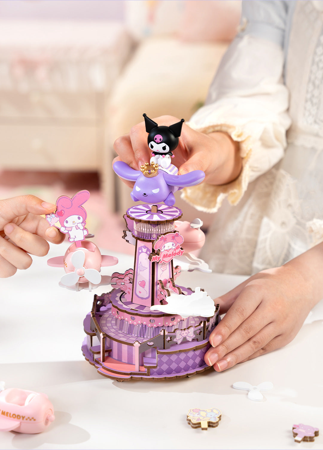 サンリオ］クロミ&シナモロール オルゴール メリーゴーランド【音乐盒