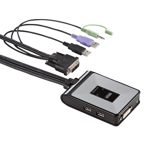 ディスプレイエミュレーション対応DVIパソコン自動切替器(2:1)/SW