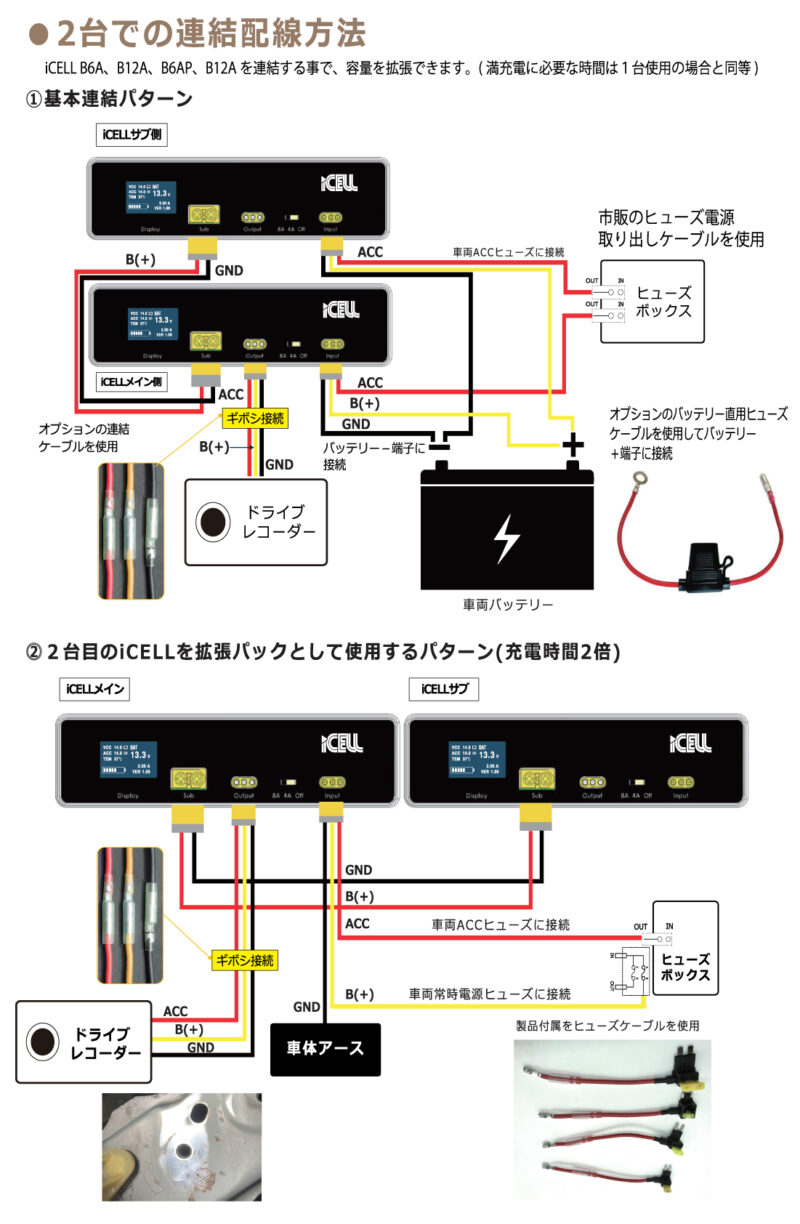 2年保証のドラレコ駐車監視用バッテリー iCELL「B12AP」