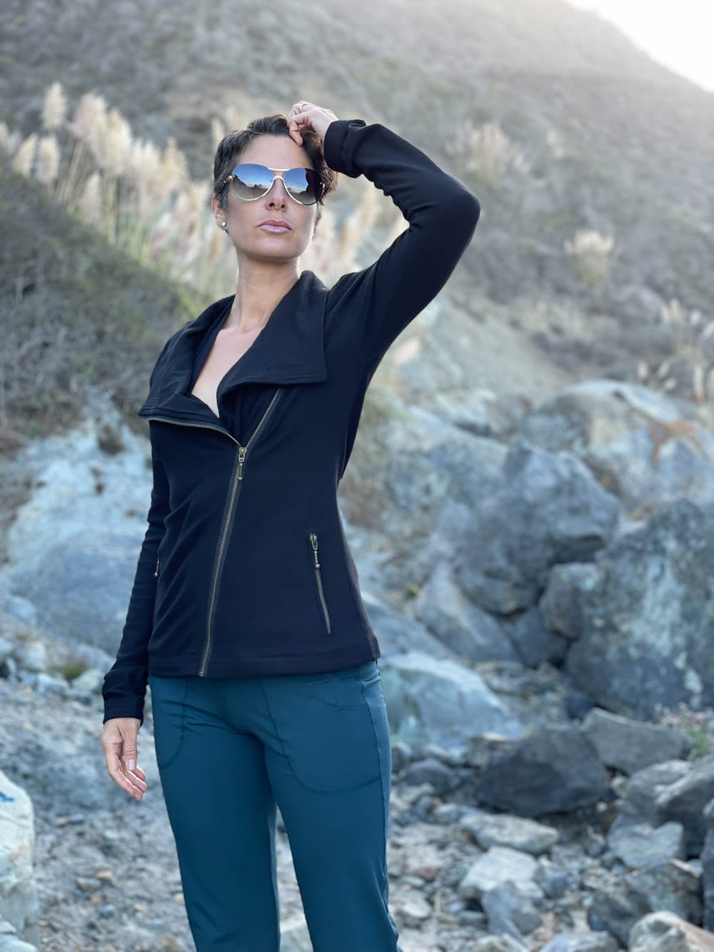 Bamboo Cotton Fleece Zipper Moto Jacket | Women's Eco-Friendly