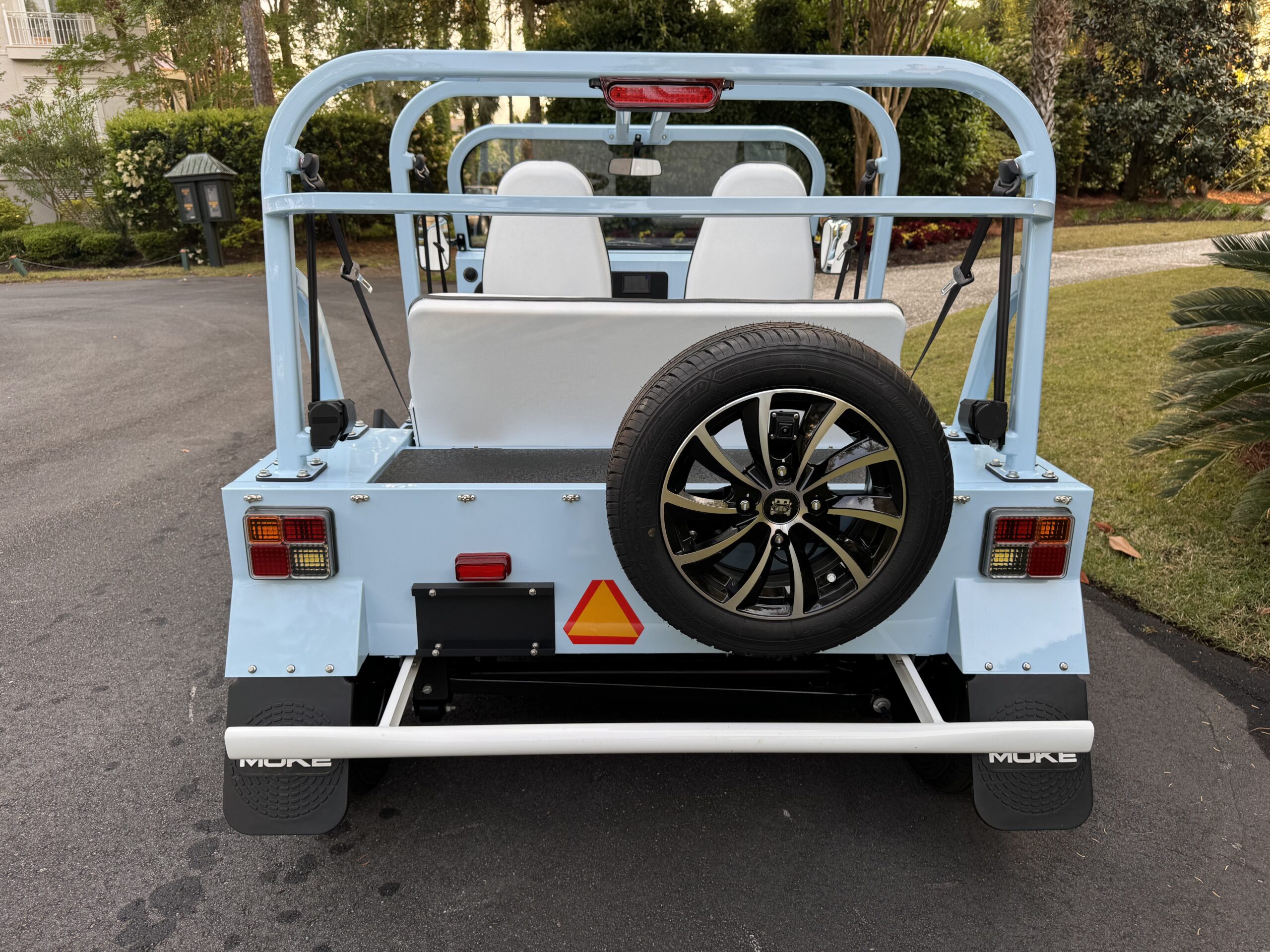 Blue Moke with Rear Bench - 72V Lithium Battery - Carolina Rides