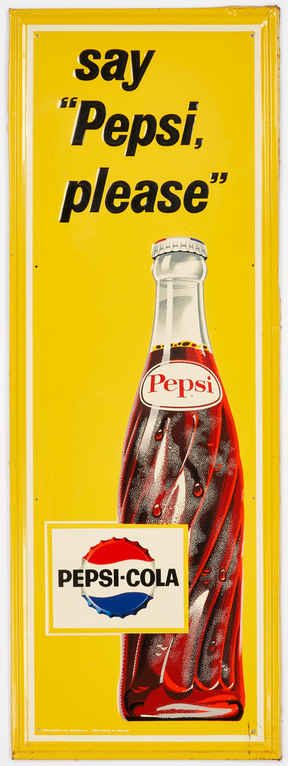 Lot 1175: Pepsi Cola Advertising Sign, Say Pepsi Please | Case