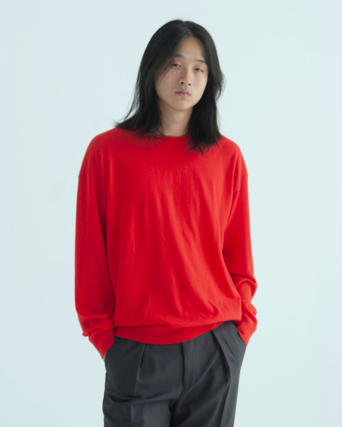 ウーステッドカシミヤ 150 クルーネック, Tomato Red – cash & barba