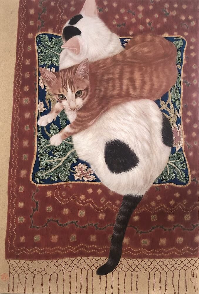 超リアルな猫を描く台湾の画家、チン・ペイイさんの個展が銀座の
