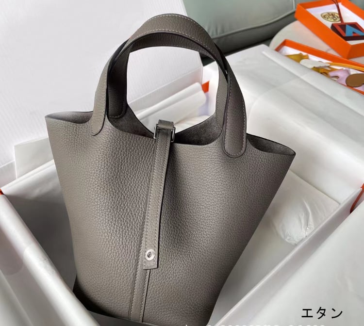 ピコタン風バッグ プレミア本革 キューブバッグ 22cm ハンドバッグ