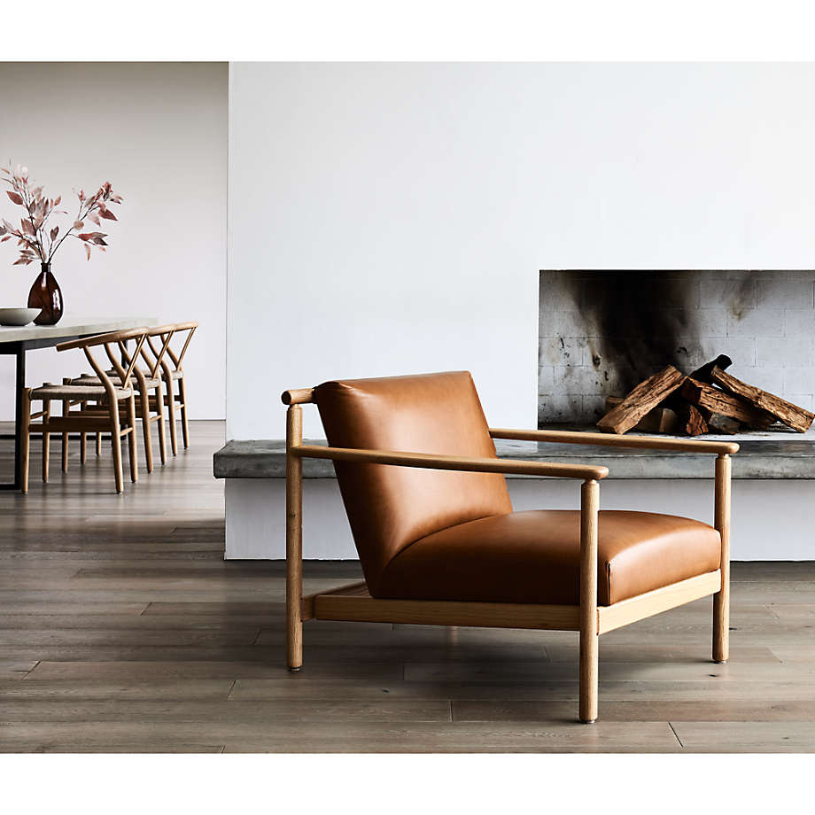 Ojai Leather Wood Frame Accent Chair | Crate & Barrel