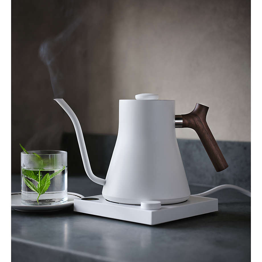 Fellow Stagg EKG Matte White Electric Tea Kettle with Walnut