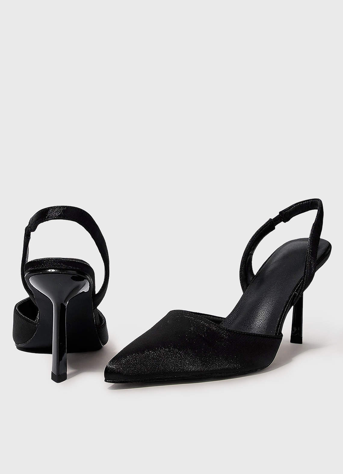Black Satin Sling-Back Pumps | Azazie