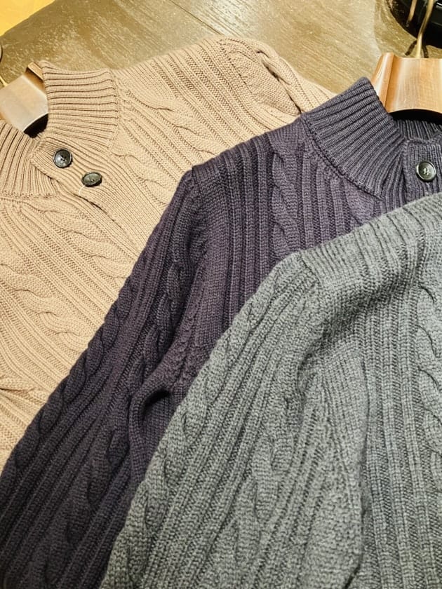 BAFY × BEAMS F / 別注 ケーブル スタンドカラー カーディガンのご紹介