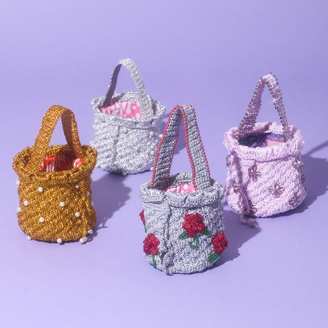 More variations of Suryo, which has handbags with glittering beads