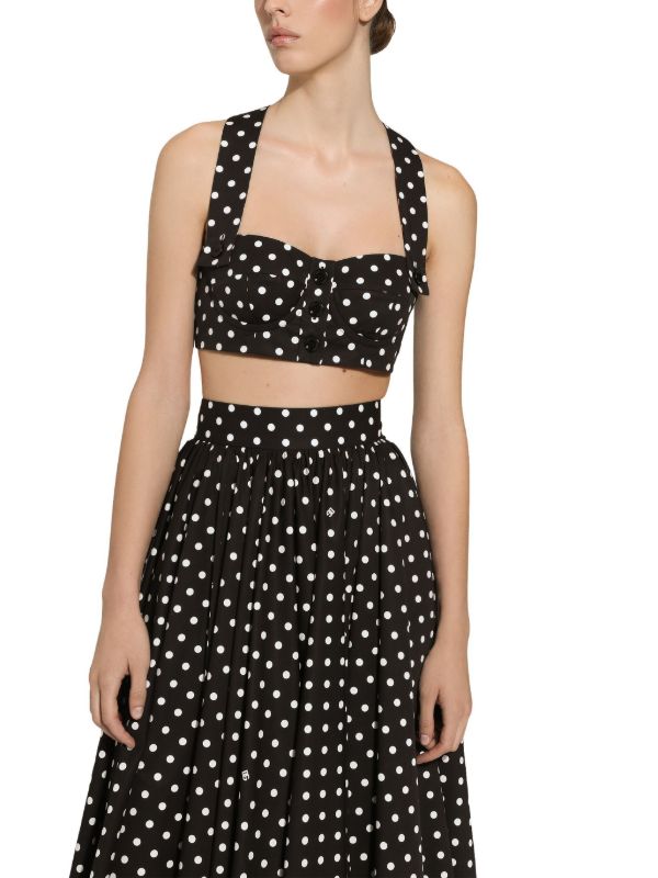 Dolce & Gabbana polka-dot Corset Top | Black | FARFETCH