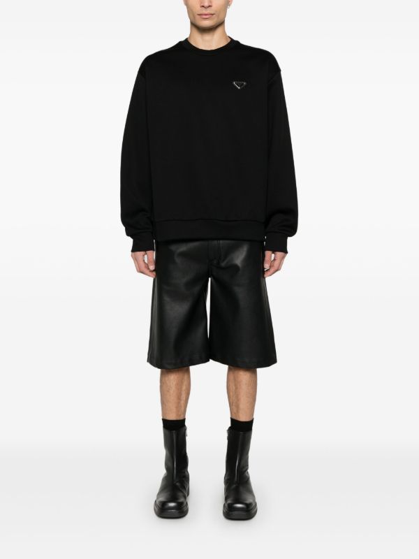 Prada triangle-logo Sweatshirt | Black | FARFETCH NO