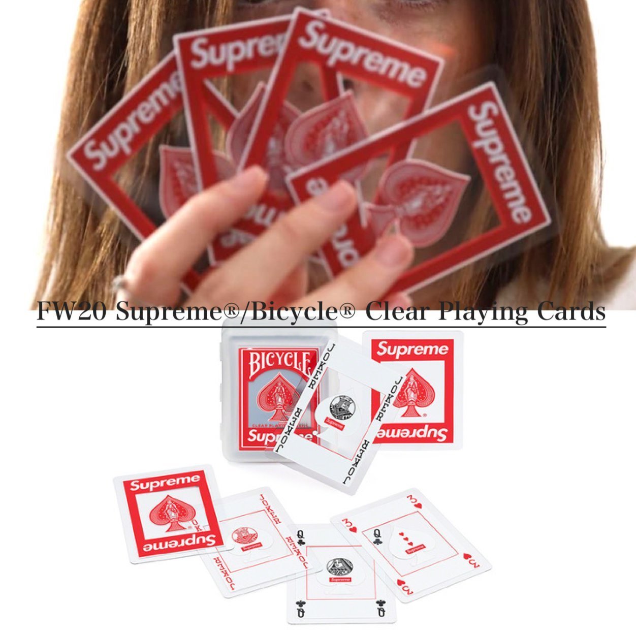 FW20 Supreme Bicycle Clear Playing Cards - トランプ (Supreme