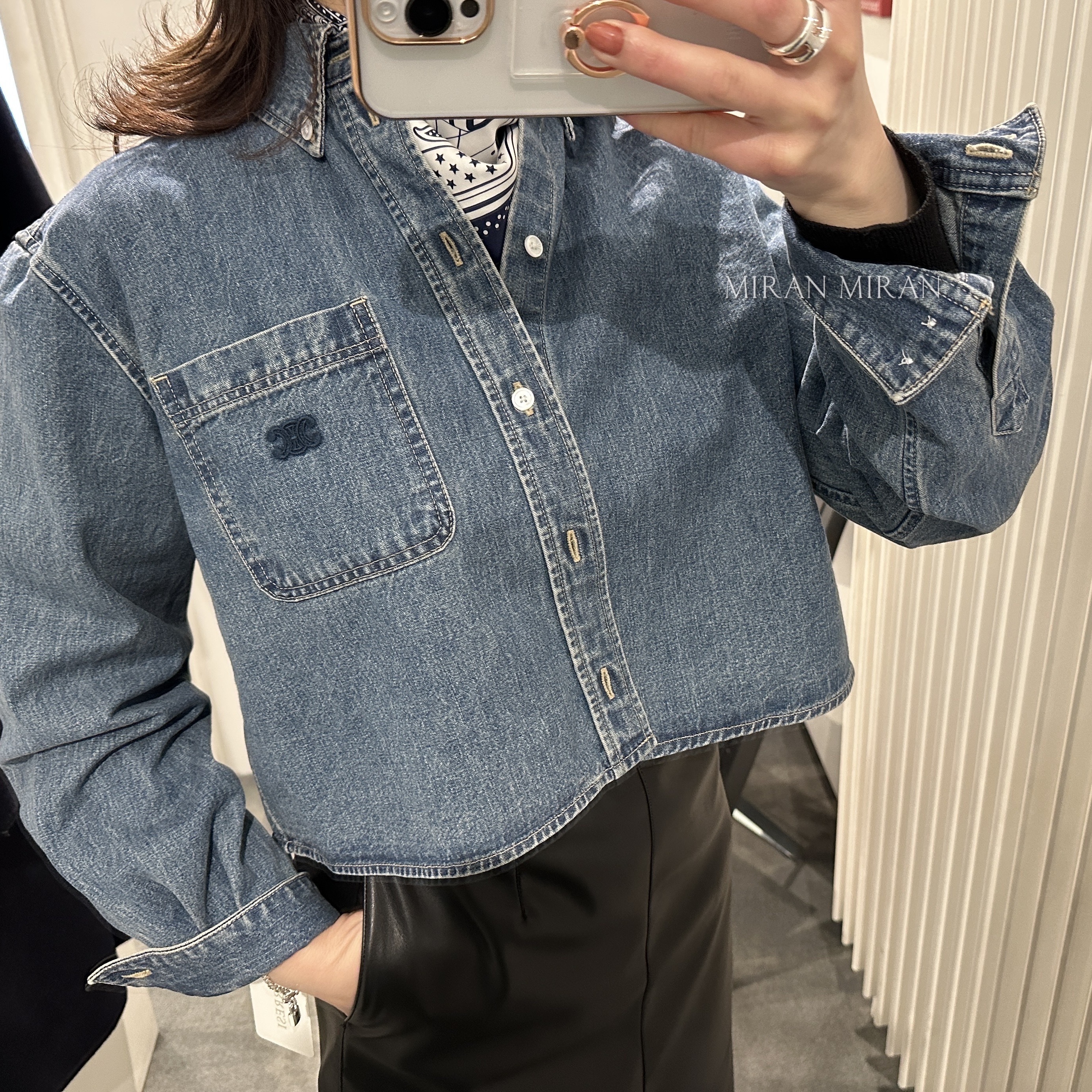 CELINE】クロップドシャツ/ユニオンオーシャンウォッシュ (CELINE