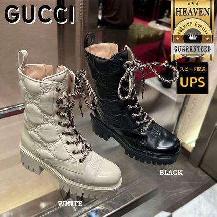 ホワイト（白）系 GUCCI(グッチ) ショートブーツ・ブーティ(レディース