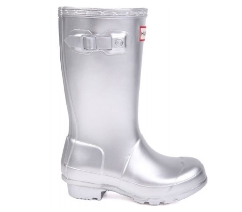 大人もOK UK3,4,5 ☆ Hunter シルバーメタルウエリントンブーツ