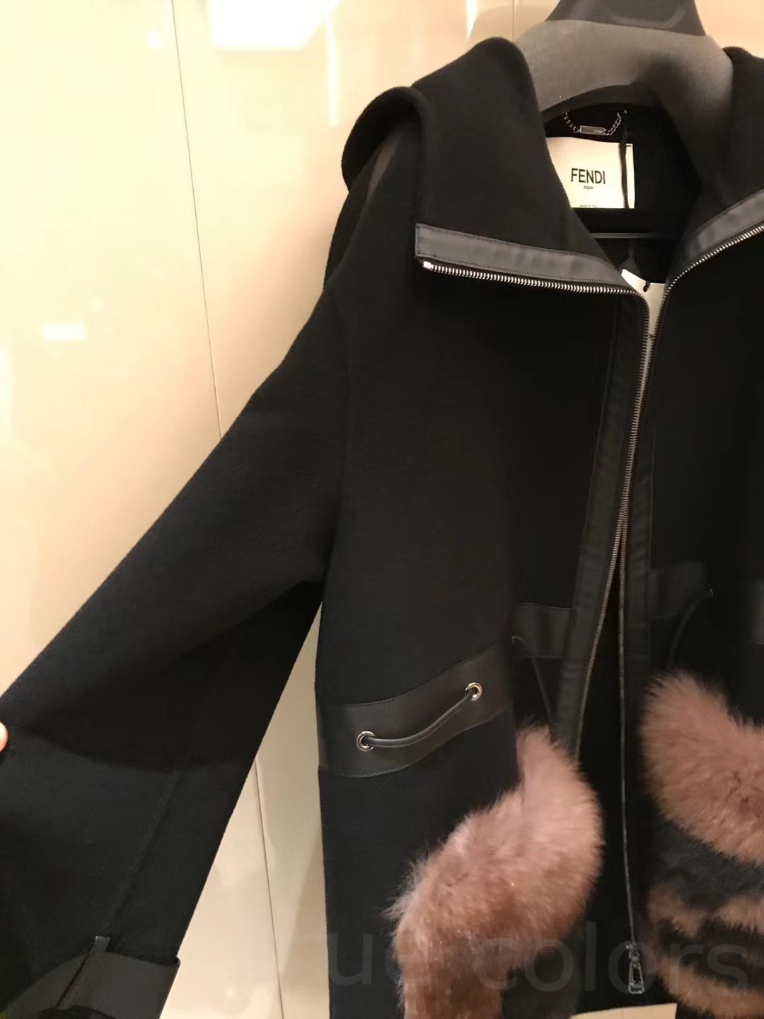 FENDI フェンディ フォックスファーポケット付き カシミヤコート