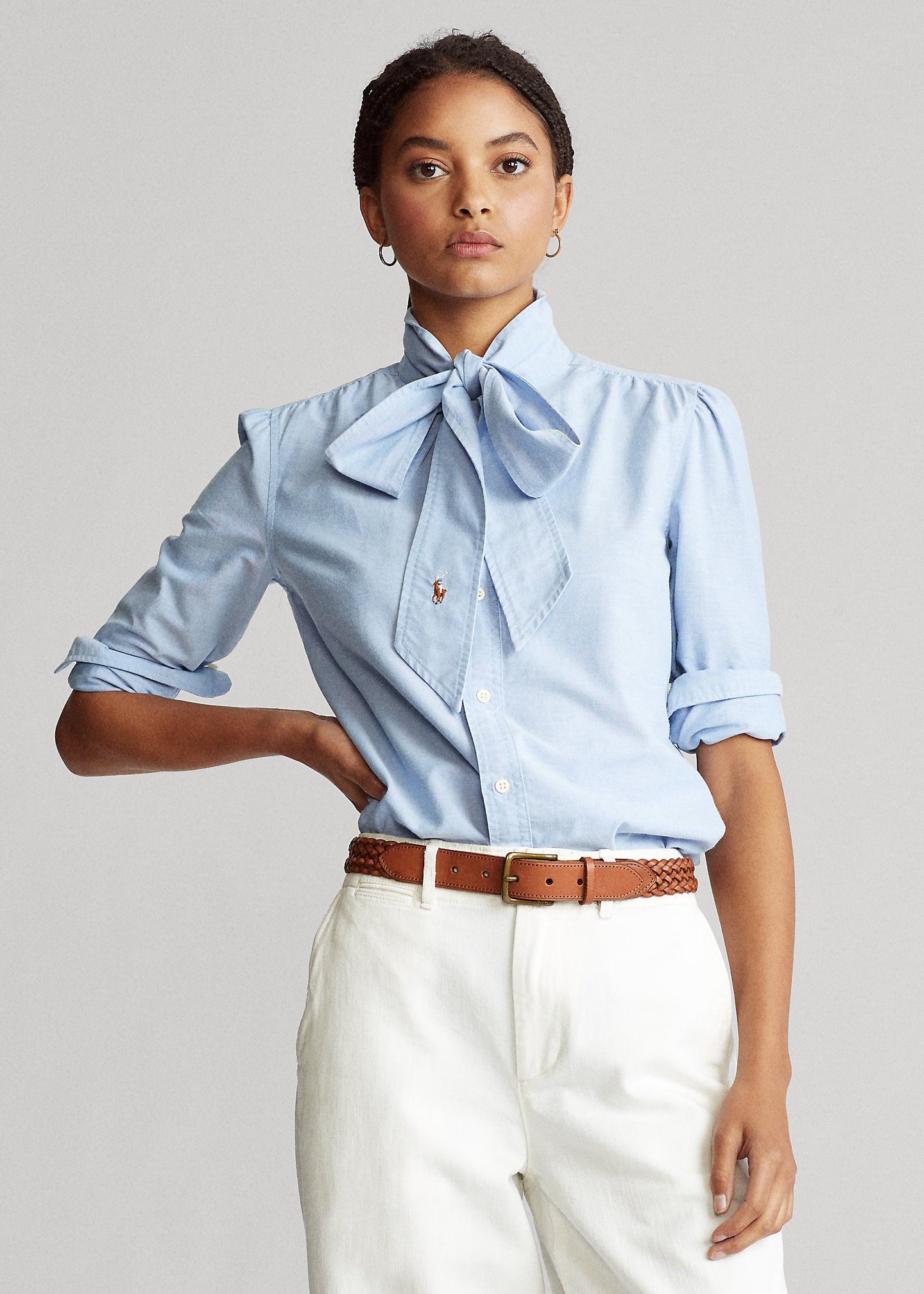 新作セールポロラルフローレンタイネックブラウスシャツ (Ralph Lauren