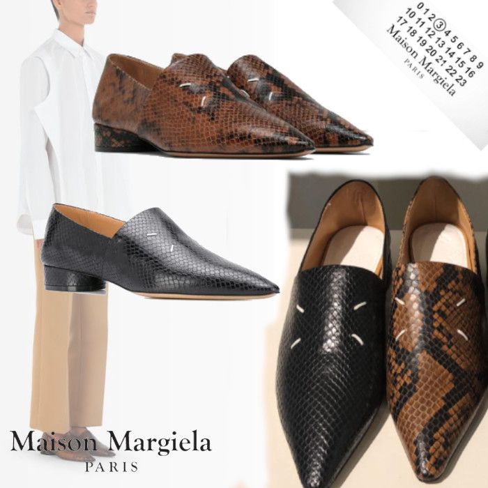 マルジェラ】Kiki パイソンエフェクト ローファー 牛革 100% (Maison