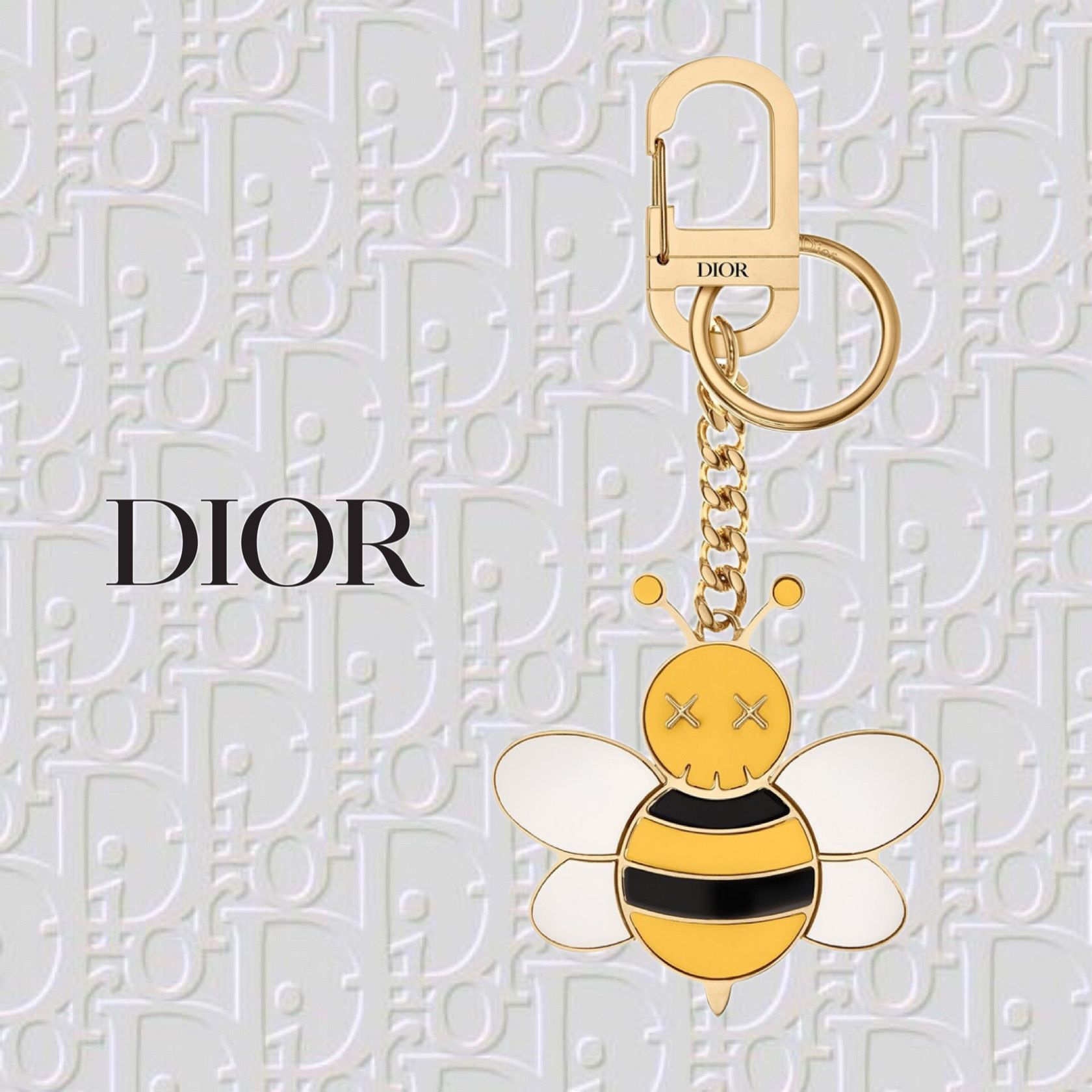 国内完売】Dior x Kaws ビー キーリング チャーム イエロー (Dior/キー