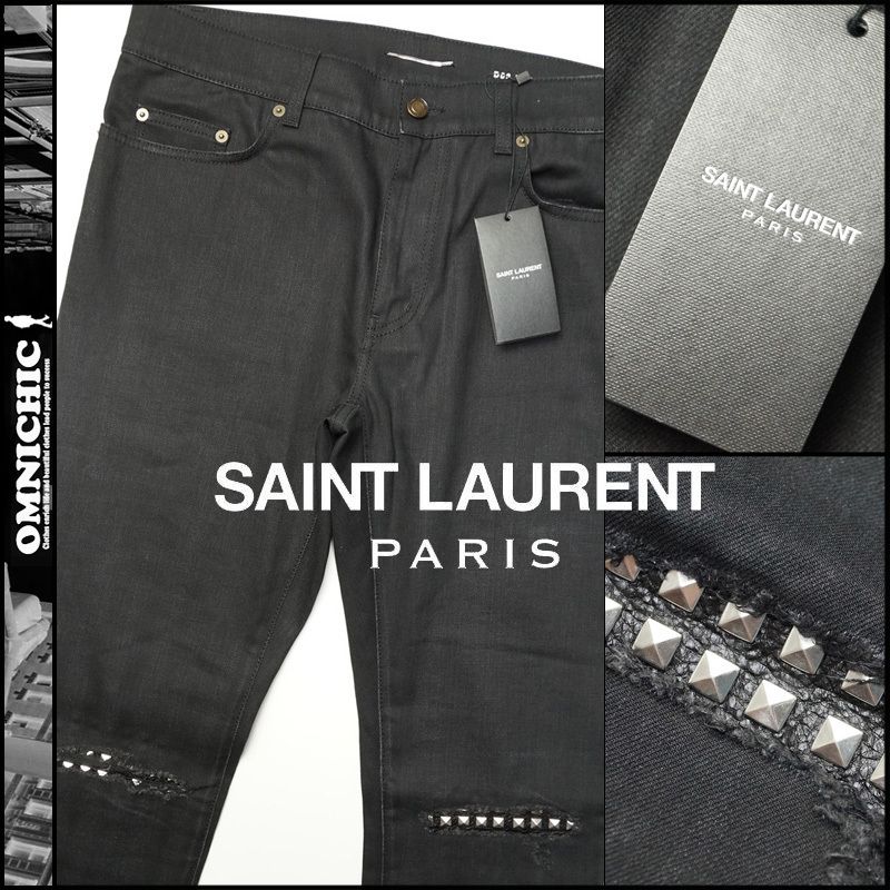 ケリングタグ/激レア/サンローランパリスタッズブラックデニム33
