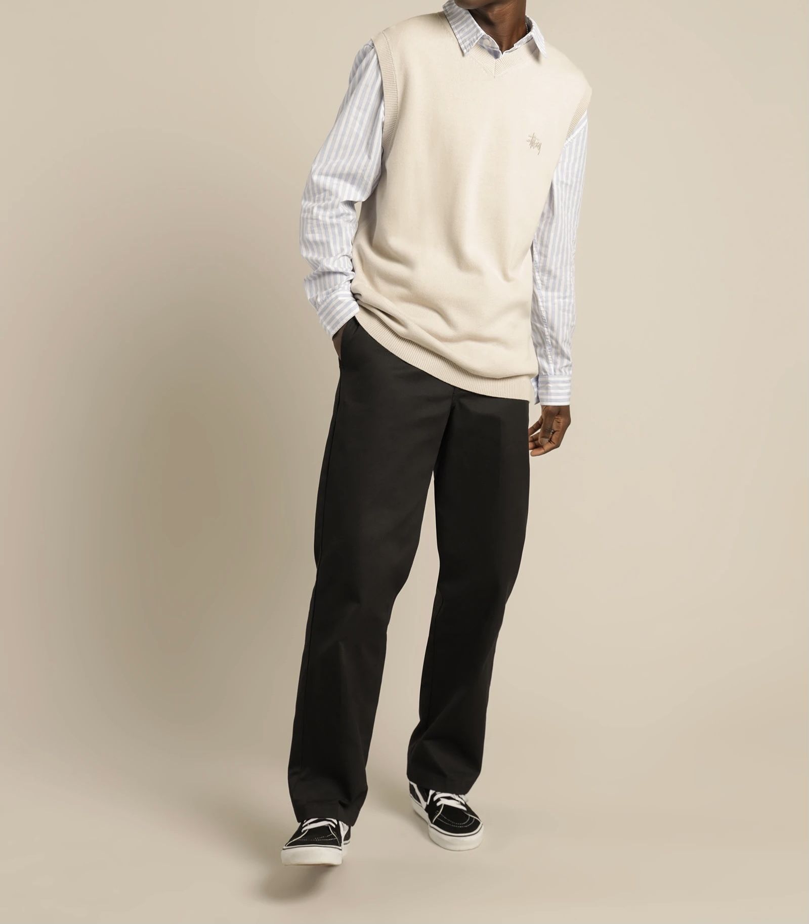 Stussy Knit Vest in Light Cream ステューシー ニットベスト (STUSSY