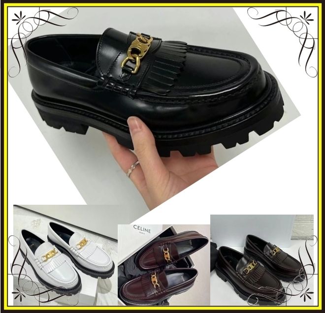 CELINE】トリオンフチェーン付き マーガレット ローファー (CELINE