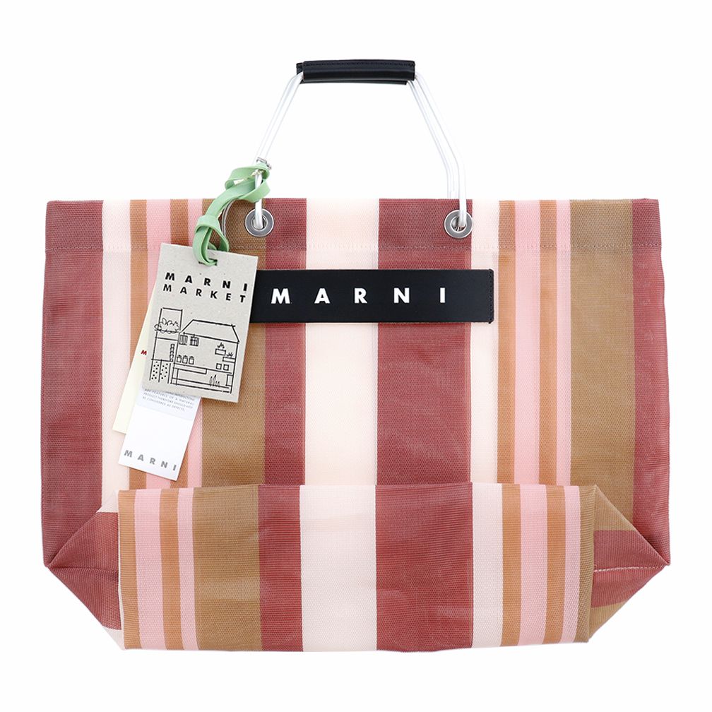 MARNI マルニ フラワーカフェ ストライプバッグ カゴバック 新色