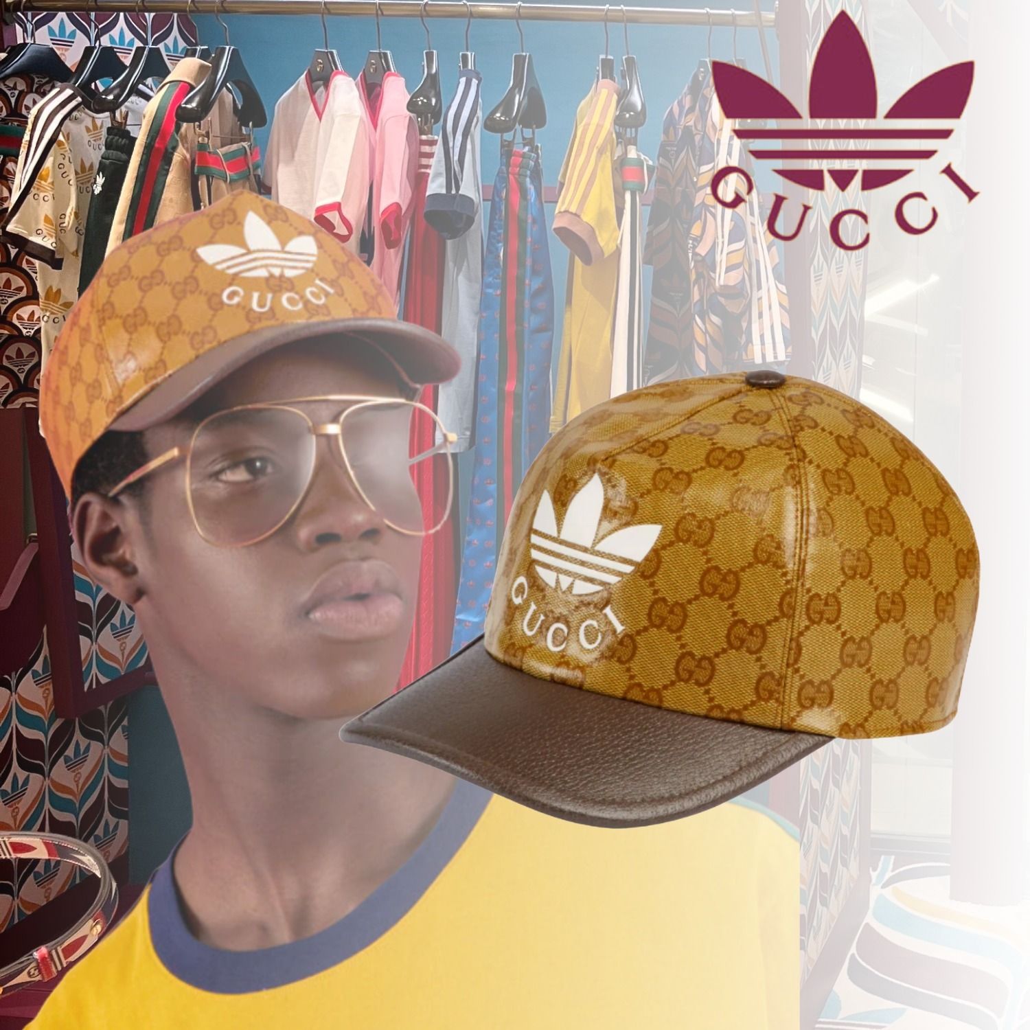 GUCCI adidas グッチ アディダス ベースボールキャップ (GUCCI