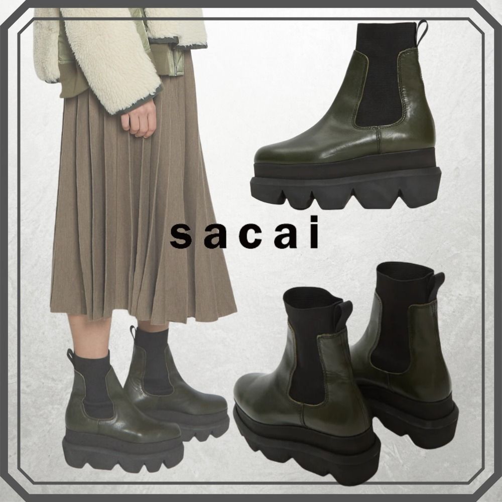 ◇国内買付◇*sacai*プラットフォーム チェルシー ブーツ カーキ