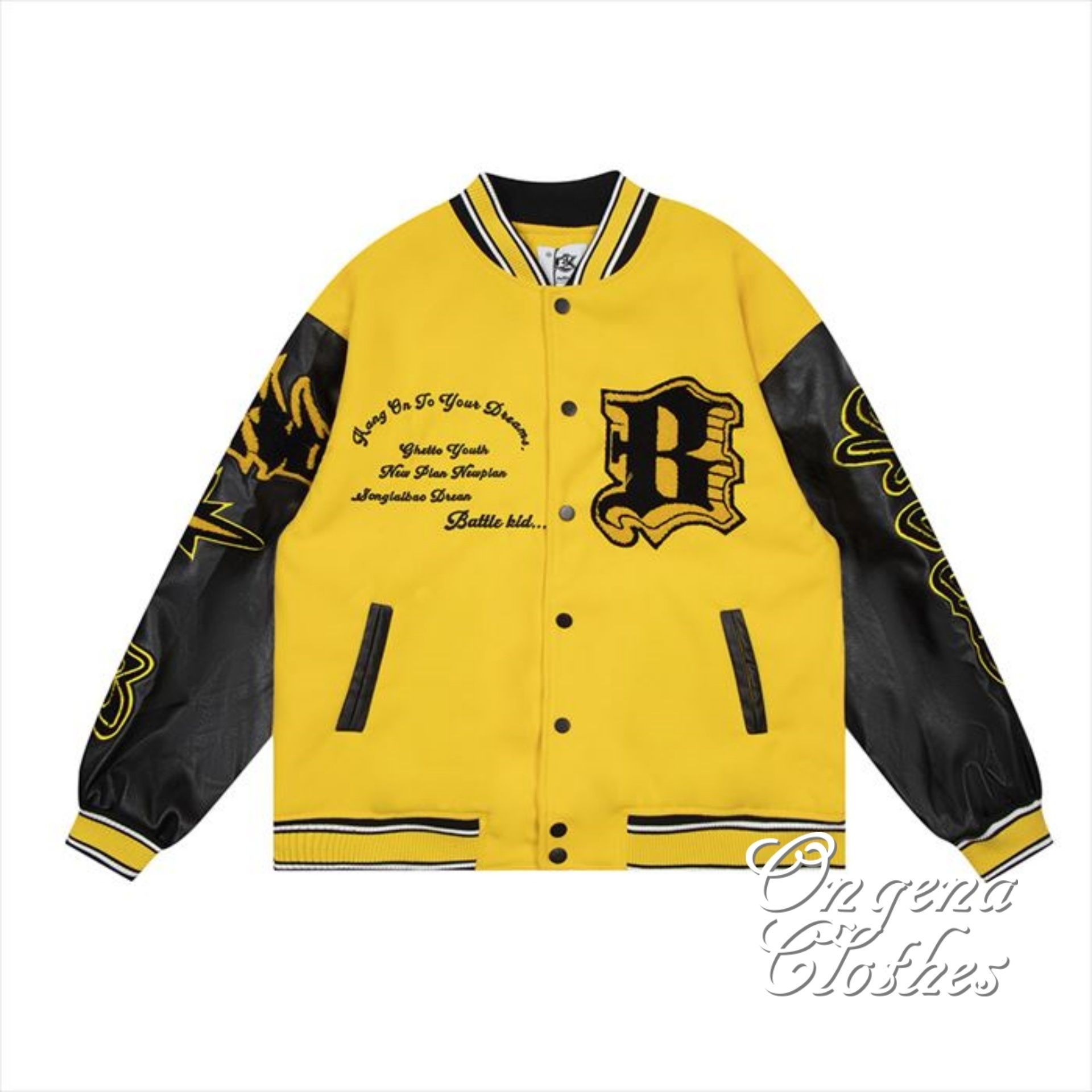 2色 スタジャン ジャケット 異素材 ロゴ 配色 MA-1 ユニセックス