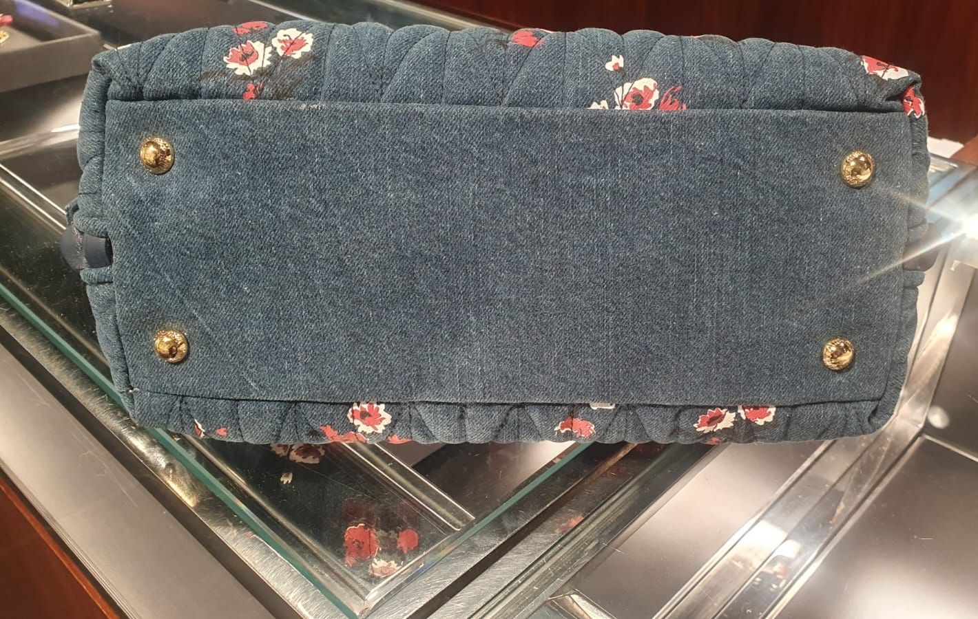 miumiu花柄デニムキルティング☆ハンドバッグ2WAY☆ブルー (MiuMiu