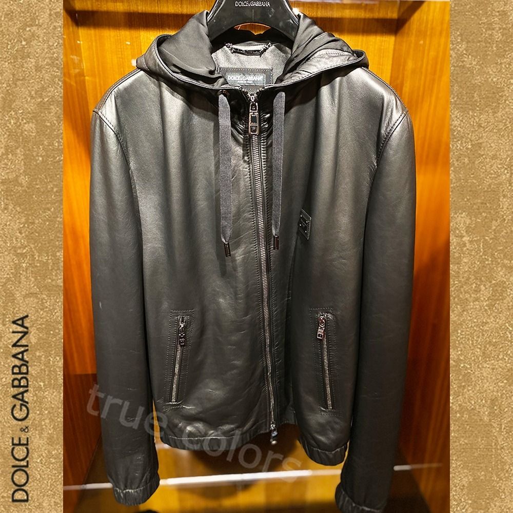 DOLCE&GABBANA 23SS フード ロゴプレート ラムレザージャケット (Dolce