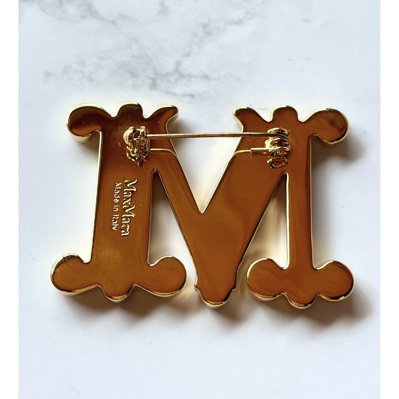 人気☆マックスマーラ Mロゴ ブローチ クリスタル パール 国内発 (Max