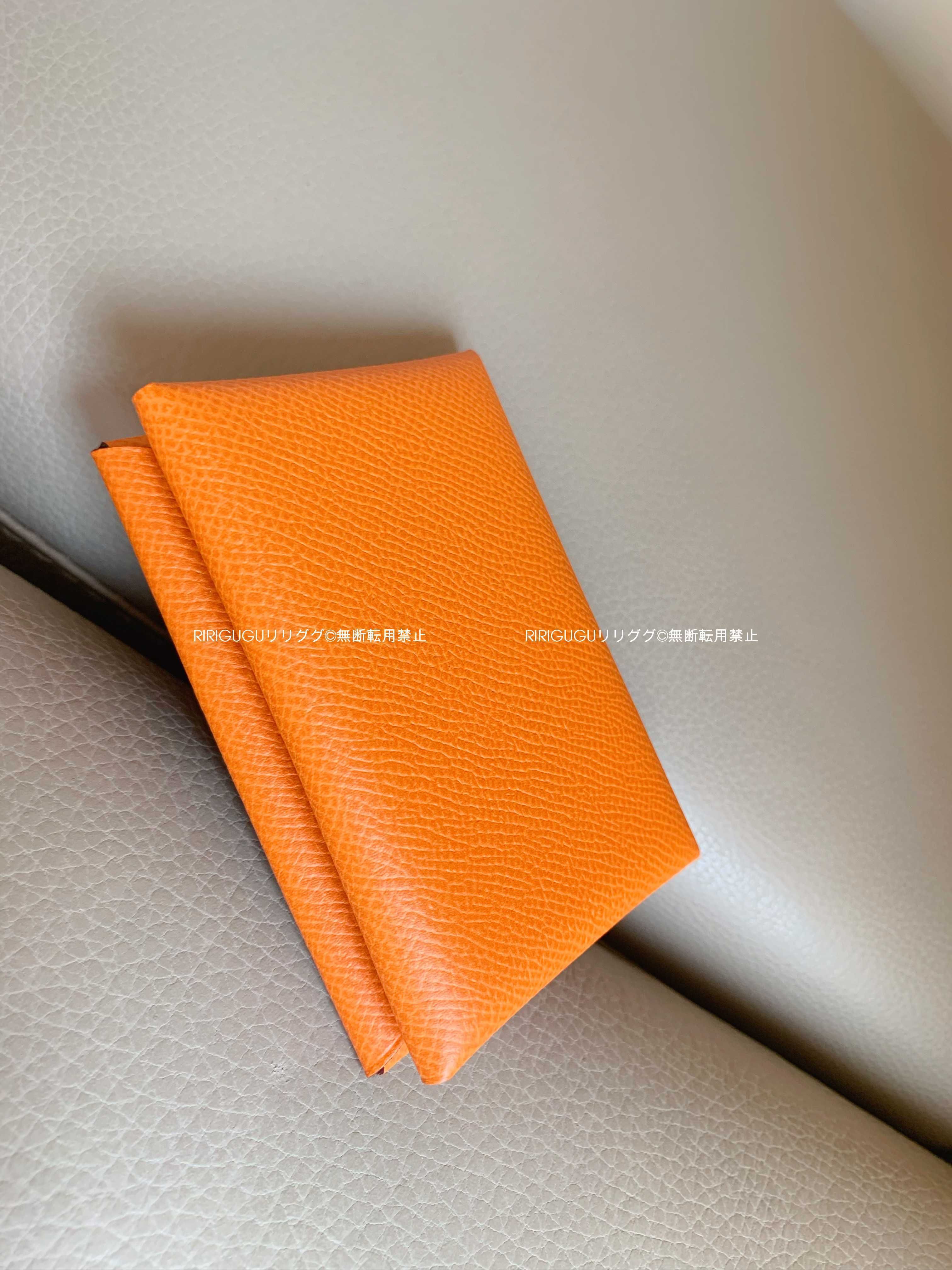 エルメス)オレンジ☆カルヴィ デュオ☆カード＋コインケース (HERMES