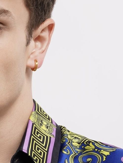 VERSACE ゴールドトーン グレカ フープピアス 人気 (VERSACE/ピアス