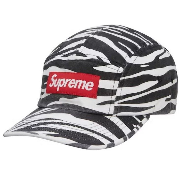 Supreme ボックスロゴ ウォッシュド キャンプ キャップ ゼブラ柄