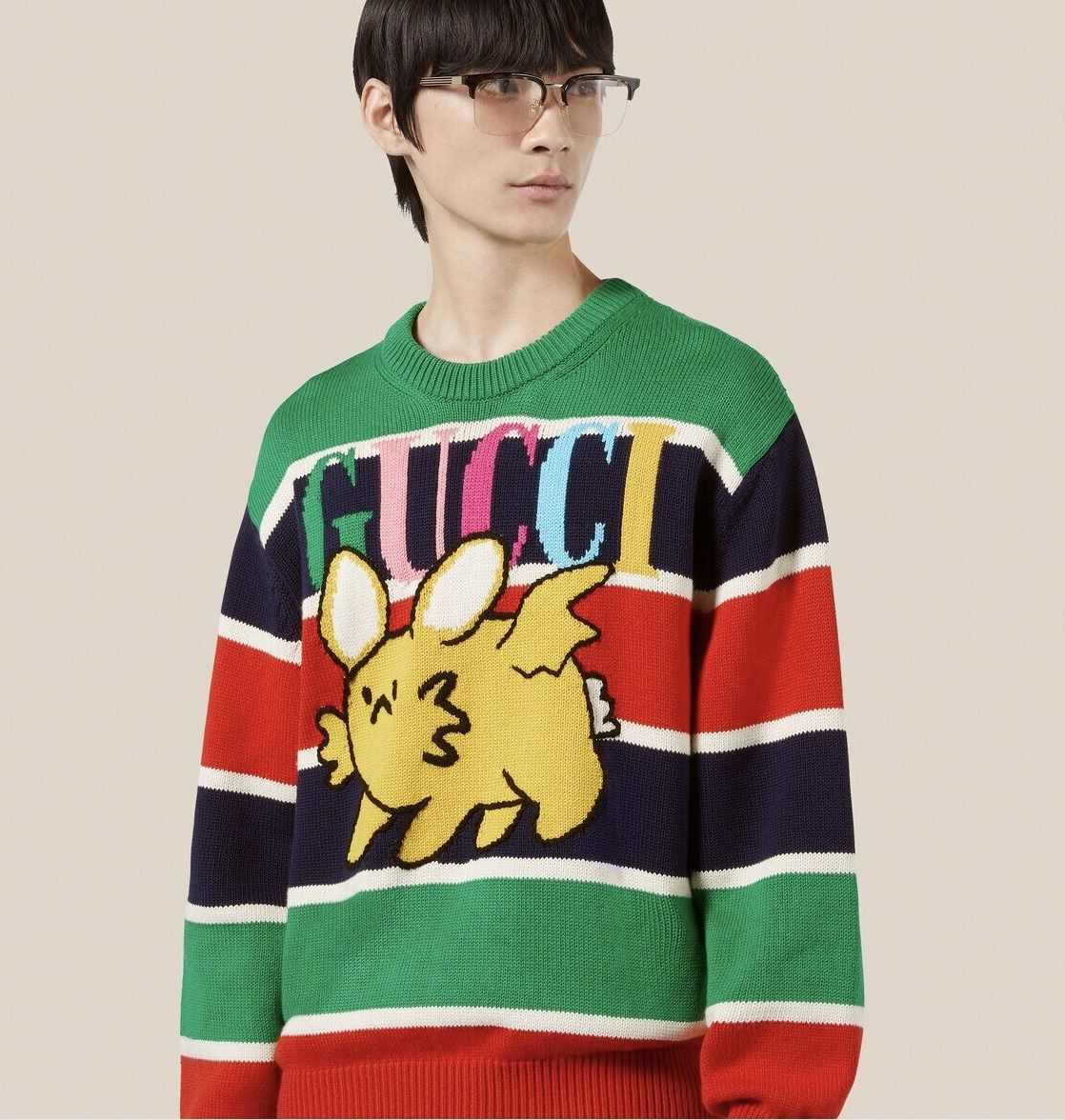 希少♪【国内発送☆GUCCI】ストライプ コットンウール セーター (GUCCI