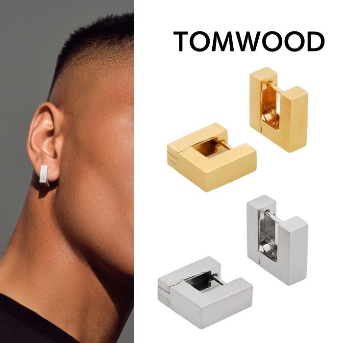 Tom Wood】トムウッド スクエアフープサテンスモールピアス (Tom Wood