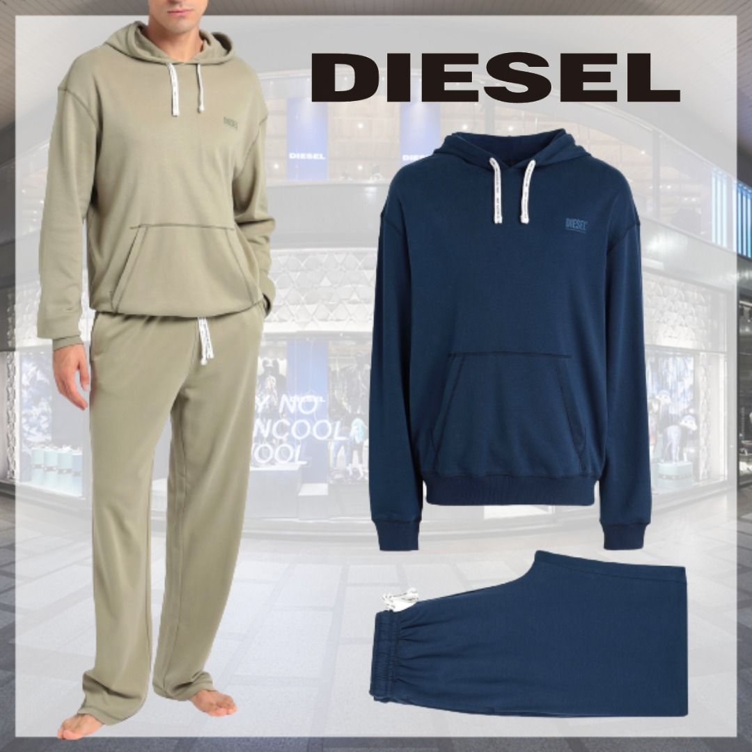 DIESEL* ディーゼル メンズ 無地 ロゴ セットアップ 2色 送関込