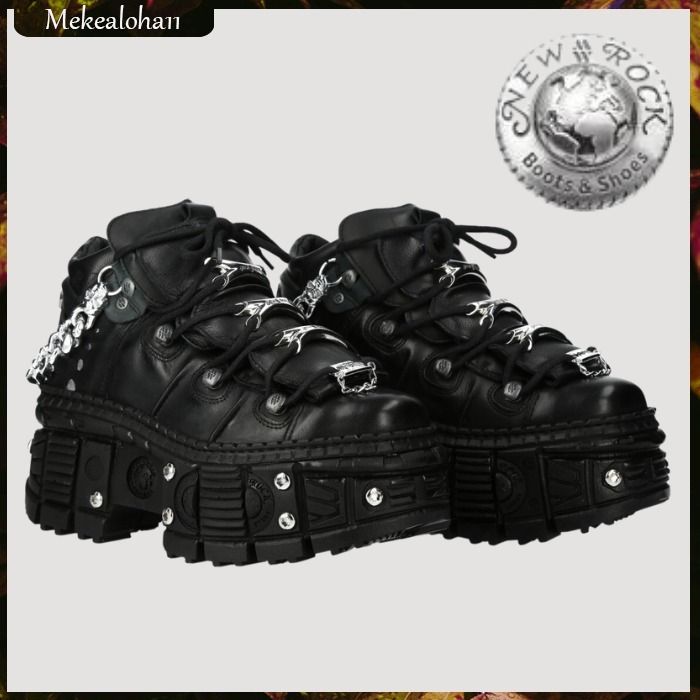 NEW ROCK☆M-WALL216C-C2 厚底ブーツ ブラック 【関税送料込