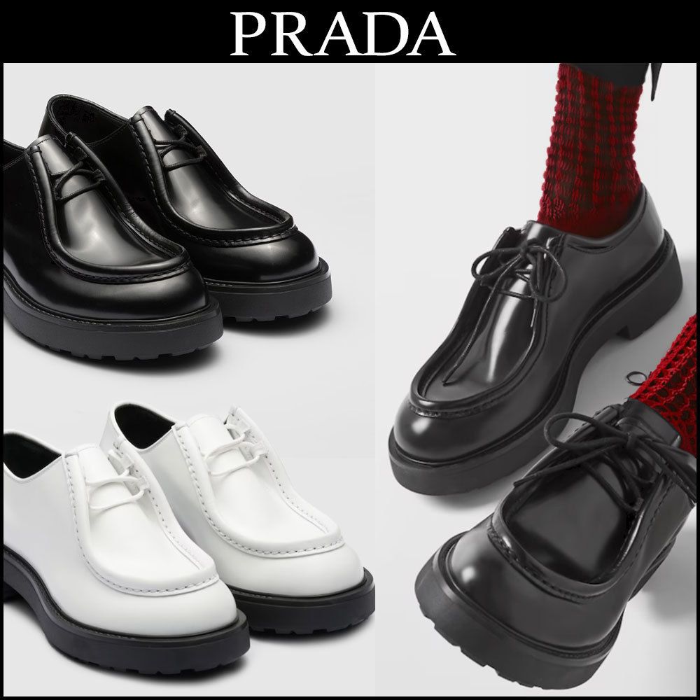 PRADA＊Diapason opaque brushed leather lace-up shoes＊送料込