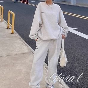 スウェット セットアップ 長袖 おしゃれ ルーズ 韓国 (セットアップ