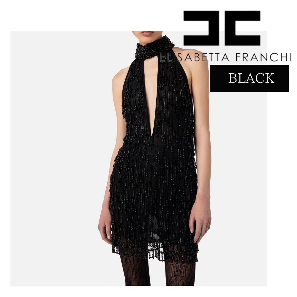 ERISABETTA FRANCHI パール刺繍入りミニドレス (ELISABETTA FRANCHI