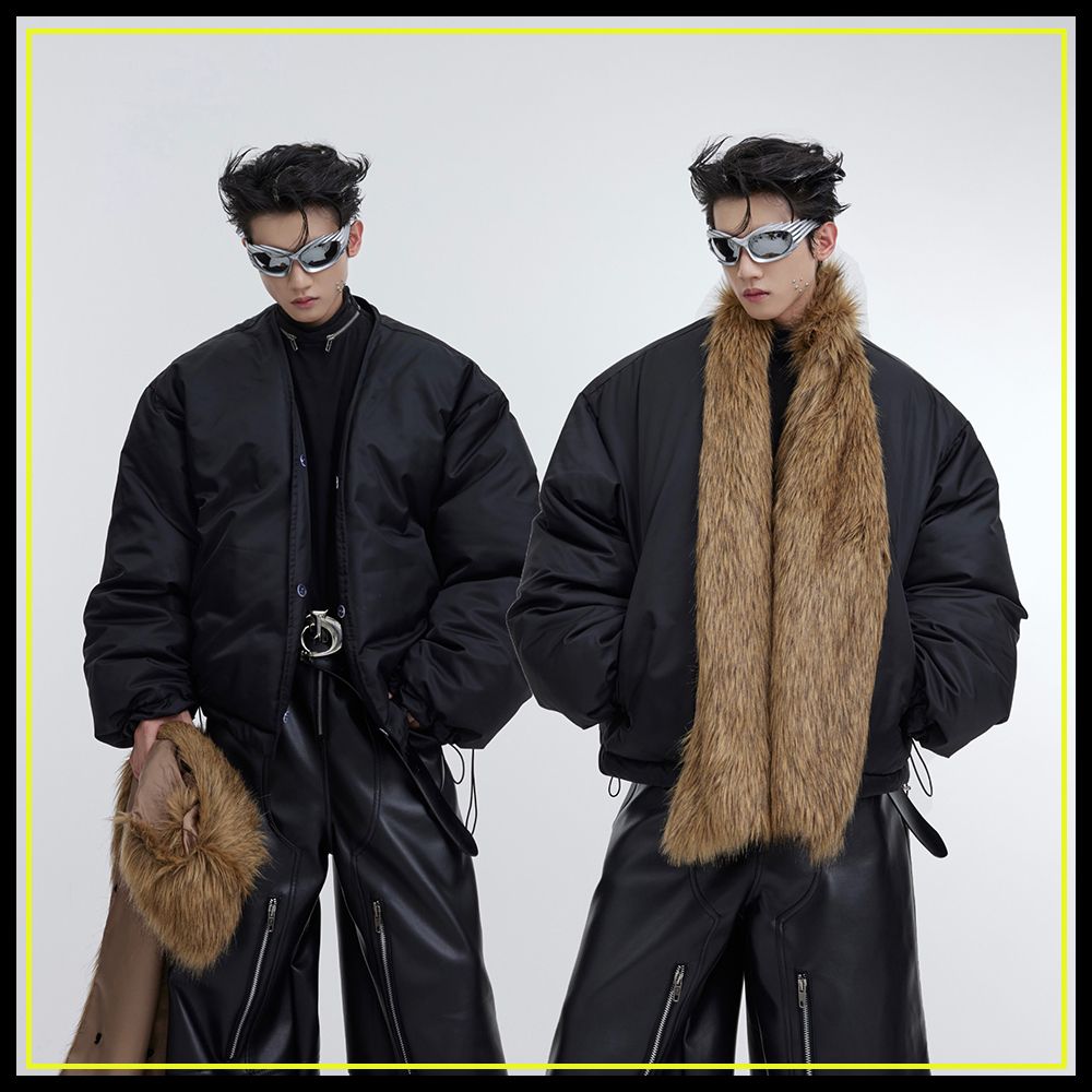 ArguECulturEダウンジャケットク取外す可ファーマフラーおしゃれ