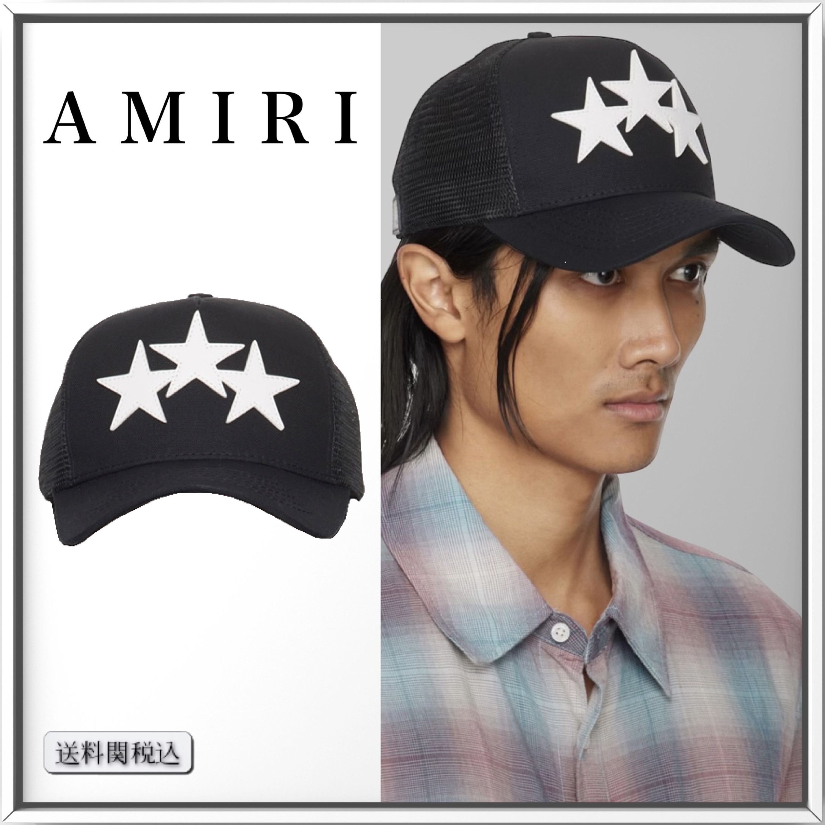 AMIRI スリースター キャンバス ベースボールキャップ 人気 (AMIRI