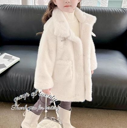 キッズ フェイクファー ロングコート 韓国系 2色 t562 (キッズアウター