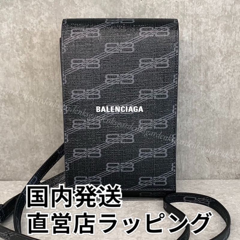 即納！BALENCIAGA フォンホルダー ストラップ付き BB MONOGRAM