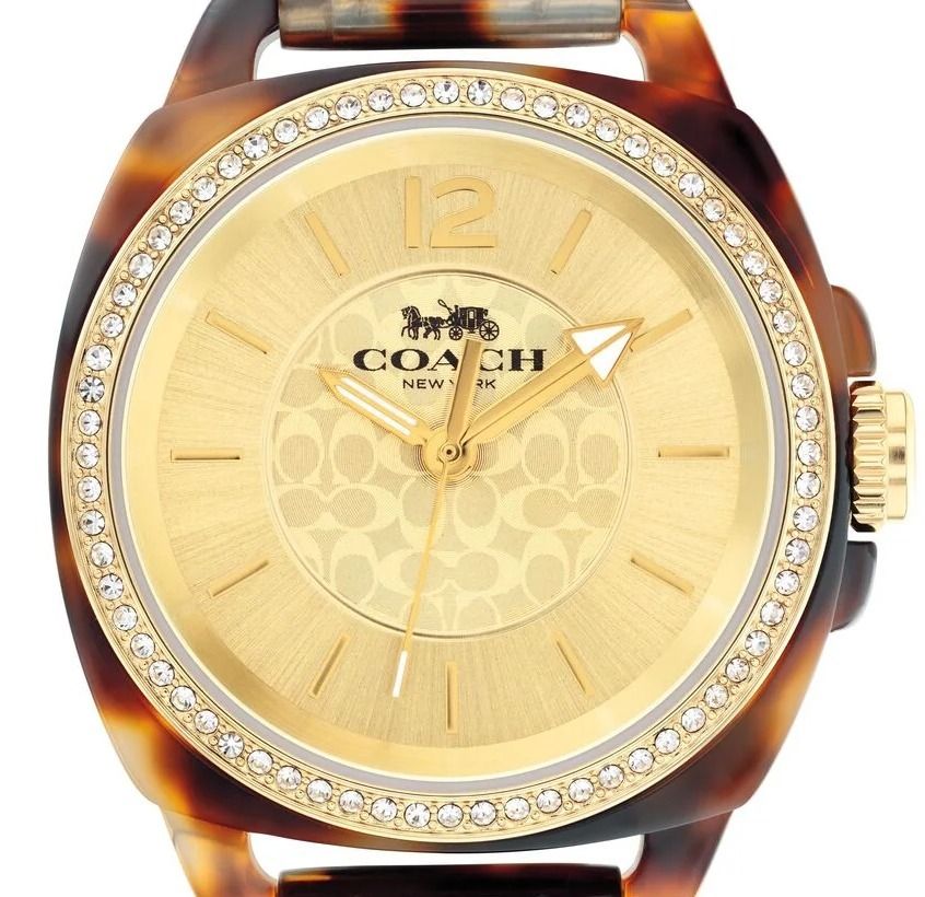 Coach コーチ ラインストーン べっ甲 ゴールド文字盤 腕時計 (Coach